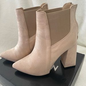 SHEIN Point Toe Chunky Heeled Suede Boots